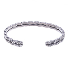 Load image into Gallery viewer, Thai Hill Tribe Sterling Silver Cuff Bracelet - Leaf Trail | NOVICA