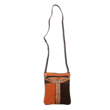 Load image into Gallery viewer, Llama Pattern Leather Accented Suede Sling in Brown - Mountain Llama | NOVICA