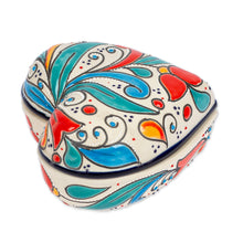 Load image into Gallery viewer, Handmade Heart Shaped Ceramic Jewelry Box - Flourishing Heart | NOVICA