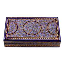 Load image into Gallery viewer, Artisan Crafted Blue and Gold Papier Mache Box - Kashmir Dynasty | NOVICA