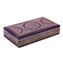 Load image into Gallery viewer, Artisan Crafted Blue and Gold Papier Mache Box - Kashmir Dynasty | NOVICA