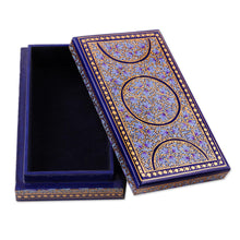 Load image into Gallery viewer, Artisan Crafted Blue and Gold Papier Mache Box - Kashmir Dynasty | NOVICA
