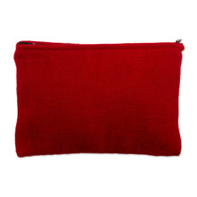 Load image into Gallery viewer, Hand Embroidered Wine Red Wool Cosmetic Bag - Highland Wine | NOVICA