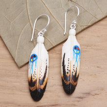 Load image into Gallery viewer, Handcrafted Painted Feather Theme Earrings - Fanciful Feathers | NOVICA