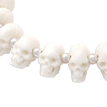 Load image into Gallery viewer, Hand Carved Bone Skull Bead Bracelet - Bone Collector | NOVICA