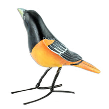 Load image into Gallery viewer, Handcrafted Posable Ceramic Baltimore Oriole Figurine - Baltimore Oriole | NOVICA