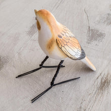 Load image into Gallery viewer, Guatemala Handcrafted Ceramic Snow Bunting Bird Figurine - Snow Bunting | NOVICA