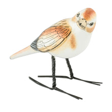 Load image into Gallery viewer, Guatemala Handcrafted Ceramic Snow Bunting Bird Figurine - Snow Bunting | NOVICA