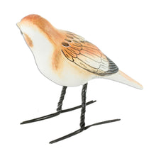 Load image into Gallery viewer, Guatemala Handcrafted Ceramic Snow Bunting Bird Figurine - Snow Bunting | NOVICA