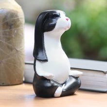 Load image into Gallery viewer, Pregnant Yoga Bunny Wood Sculpture - Expecting Yoga Bunny | NOVICA