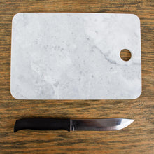 Load image into Gallery viewer, White and Grey Marble Cutting Board Handmade in Mexico - Mesa in White | NOVICA