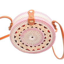 Load image into Gallery viewer, Handcrafted Bamboo Round Shoulder Bag in Lilac - Lilac Way | NOVICA