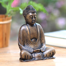 Load image into Gallery viewer, Balinese Wood Buddha in Meditation Sculpture - Buddha Dhyana Mudra | NOVICA