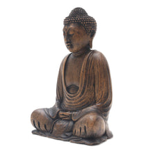 Load image into Gallery viewer, Balinese Wood Buddha in Meditation Sculpture - Buddha Dhyana Mudra | NOVICA