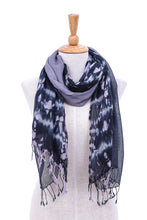 Load image into Gallery viewer, Pair of Cotton Tie-Dye Scarves in Shades of Grey - Galaxy of Love | NOVICA