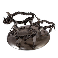 Load image into Gallery viewer, Hand Crafted Recycled Metal Art Boar Family Sculpture - Rustic Wild Boar Family | NOVICA