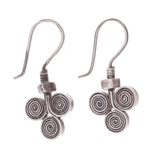Load image into Gallery viewer, Oxidized 950 Silver Spiral Drop Earrings - Kariang Curls | NOVICA
