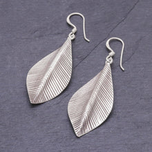 Load image into Gallery viewer, Sterling Silver Dangle Earrings Leaves - Tulsi Leaf | NOVICA