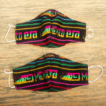 Load image into Gallery viewer, 2 Black Embroidered Cambaya Cloth Mexico Face Masks - Fiesta in Mexico | NOVICA
