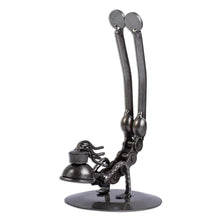 Load image into Gallery viewer, Recycled Metal Yoga Pose Statuette from Mexico - Peacock Pose I | NOVICA