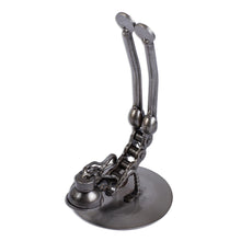 Load image into Gallery viewer, Recycled Metal Yoga Pose Statuette from Mexico - Peacock Pose I | NOVICA