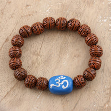 Load image into Gallery viewer, Handcrafted Indian Brown & Blue Terracotta Unity Bracelet - Omkara Unity | NOVICA