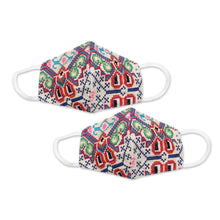 Load image into Gallery viewer, 2 Handmade Colorful Cross Stitch Embroidered Face Masks - Bright Cross-Stitch | NOVICA