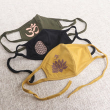 Load image into Gallery viewer, 1 Olive Green-1 Black-One 2-Layer Contoured Rayon Masks - Positive Mantras | NOVICA