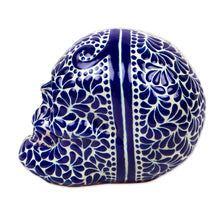 Load image into Gallery viewer, Handmade Talavera Style Two-Sided Skull Sculpture - Skull Dichotomy | NOVICA