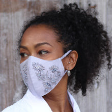 Load image into Gallery viewer, 2 Beaded Embroidered Cotton Face Masks in Gray and Turquoise - Glamorous Grey and Turquoise | NOVICA