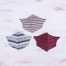 Load image into Gallery viewer, 3 Handcrafted Thai Cotton Filter Pocket Adult Face Masks - Today's Styles | NOVICA