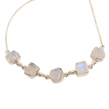 Load image into Gallery viewer, Freeform Rainbow Moonstone Link Bracelet - Modern Harmony | NOVICA