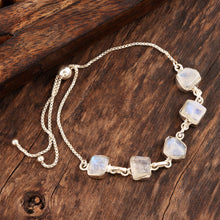 Load image into Gallery viewer, Freeform Rainbow Moonstone Link Bracelet - Modern Harmony | NOVICA