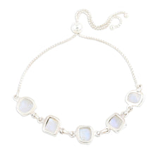 Load image into Gallery viewer, Freeform Rainbow Moonstone Link Bracelet - Modern Harmony | NOVICA