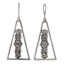 Load image into Gallery viewer, Flower Motif Sterling Silver Dangle Earrings from Armenia - Floral Wonder | NOVICA
