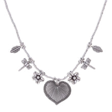 Load image into Gallery viewer, 950 Silver Heart Necklace Garden Charm - Heart Garden | NOVICA