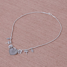 Load image into Gallery viewer, 950 Silver Heart Necklace Garden Charm - Heart Garden | NOVICA
