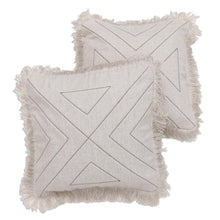 Load image into Gallery viewer, Triangle Pattern 100% Cotton Cushion Cover Pair - Triangle in Natural | NOVICA