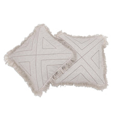 Load image into Gallery viewer, Triangle Pattern 100% Cotton Cushion Cover Pair - Triangle in Natural | NOVICA