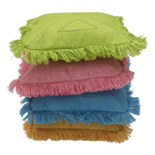 Load image into Gallery viewer, Triangle Pattern 100% Cotton Cushion Cover Set of 4 - Triangle in Pastels | NOVICA