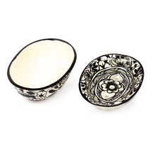 Load image into Gallery viewer, Black and White Ceramic Soap Dish from Mexico - Monochrome Flowers | NOVICA