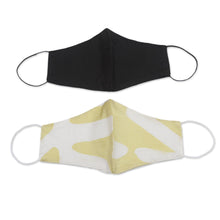 Load image into Gallery viewer, 2 Double Layer Silk Elastic Loop Face Masks from Bali - Sunshine and Darkness | NOVICA
