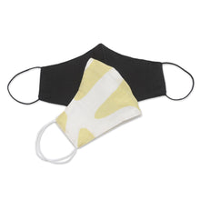 Load image into Gallery viewer, 2 Double Layer Silk Elastic Loop Face Masks from Bali - Sunshine and Darkness | NOVICA
