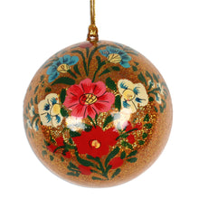 Load image into Gallery viewer, Papier Mache Ornaments with Floral Motifs (Set of 4) - Blooming Holiday | NOVICA