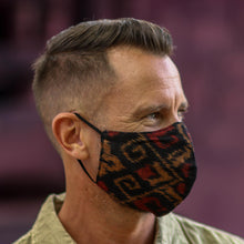 Load image into Gallery viewer, 1 Black-1 Burgundy-1 Blue-2-Layer Contoured Ikat Cotton Mask - Ikat Jewels | NOVICA