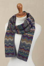 Load image into Gallery viewer, Zigzag Striped Alpaca Wool Scarf from Peru - Mountain of Seven Colors | NOVICA