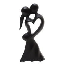 Load image into Gallery viewer, Hand Carved Suar Wood Statuette - Gentle Kiss | NOVICA