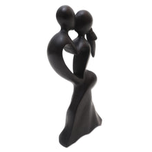 Load image into Gallery viewer, Hand Carved Suar Wood Statuette - Gentle Kiss | NOVICA
