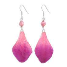 Load image into Gallery viewer, Fuchsia Orchid Petal Earrings - Forever Orchid in Fuchsia | NOVICA