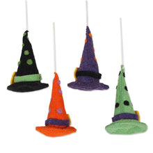Load image into Gallery viewer, Witch Hat Halloween Ornaments (Set of 4) - Magical Hats | NOVICA